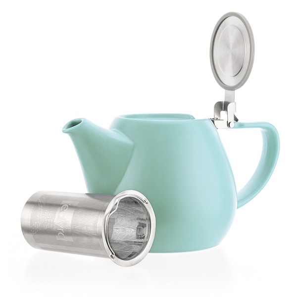 Tealyra - Jove Porcelain Large Teapot Turquoise - 34.0-ounce (3-4 cups) - Japanese Made - High Quality - Stainless Steel Lid and Extra-Fine Infuser To Brew Loose Leaf Tea - 1000ml