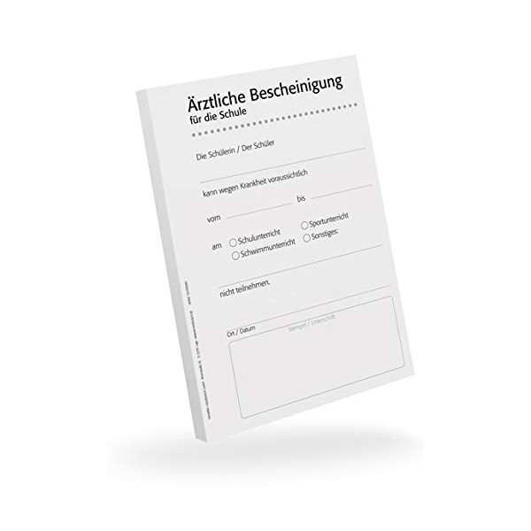 notizblock24 School Certificate for Doctors, 5 Pads, 50 Sheets Each,