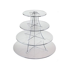 Source One Large 16 Inch 4 Tier Full Circle Riser Display Stand Cup Cakes, Figurines Etc. - Clear