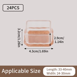 COEWUR Chair Leg Caps Rectangular Transparent Chair Leg Protectors Rubber Felt Gliders Protective Caps for Chair Legs Hardwood Floors Laminate and Tile Floors (Fit: Length 33-40 mm, Width 24-30 mm)