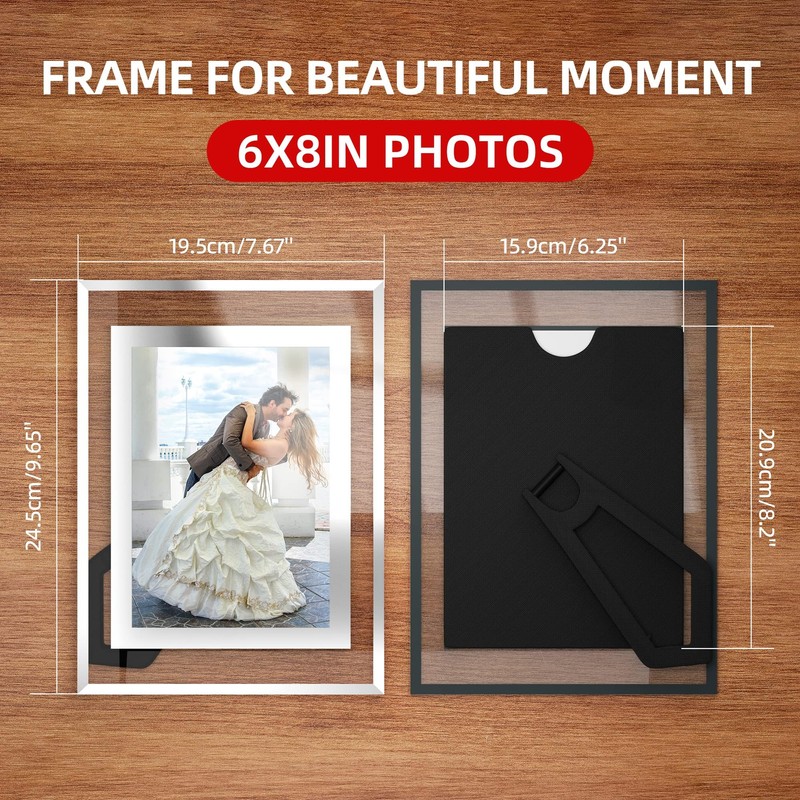 Komimaci 6x8 Picture Frames - 2 Pack Glass Photo Frame