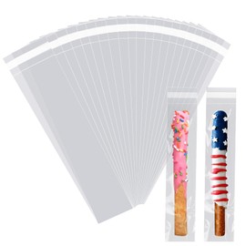 Clear Pretzel Rod Bags 3x11" 200Pcs Long Self Adhesive Sealing Cellophane Sealing Resealable Candy Pretzel Sticks Individual Gift Favors Plastic Packaging Bag