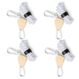 Pack of 4 Adjustable Rope Ratchet, Guy Ropes with Rope Tensioner, Alluring Ratchet Hanger, Reflective Lightweight Guy Rope, Tent Cord with Hooks for Camping Tents, Awnings (White, 4 mm x 4 m)