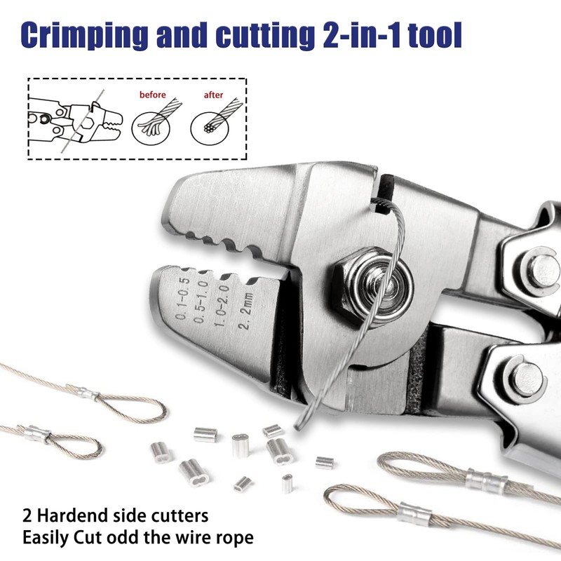 SPEEDWOX 10" Crimping Pliers 180 Pcs Aluminum Double Barrel Ferrule