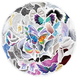 50Pcs Angel's Wings Stickers for Kids Teens Boys Girls Gift,Wings of The Angel Stickers Pack for Laptop,Skateboard Luggage Car Bike Cup Computer Water Bottle Decor,Aesthetic Vinyl Waterproof Sticker