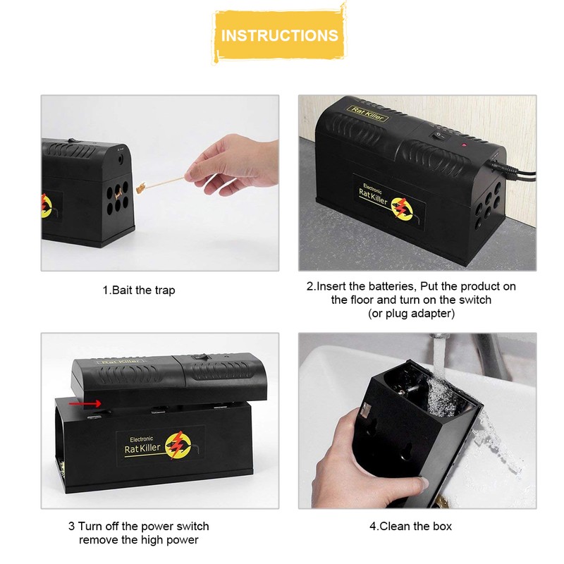 Electric Rat Trap Mouse Killer Intelligent High Voltage Trigger Indoor