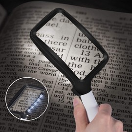 WJINNG Lighted Magnifying Glass, 3X Large Rectangle Reading Magnifier, 4.35" x 2.52" That Covers Large Viewing Area, for Seniors with Macular Degeneration, Newspaper, Books