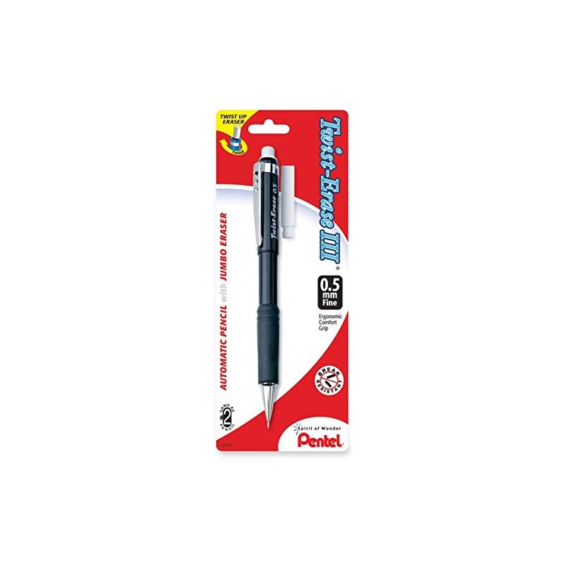 Pentel Twist-Erase III Automatic Pencil with 1 Eraser Refill, 0.5mm,