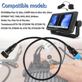 Deecaray 8-Pin Xdcr to 12-Pin Sounder Adapter XID, Black, for Connecting 8-Pin Transducers with XID to 12-Pin Sonar Marine Devices, Replacement 010-12122-10