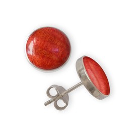 Fly Style Stud Earrings 925 Silver – Red Resin in Coral Look Stud Earrings – Earrings Sterling Silver – Women's Jewellery, Resin