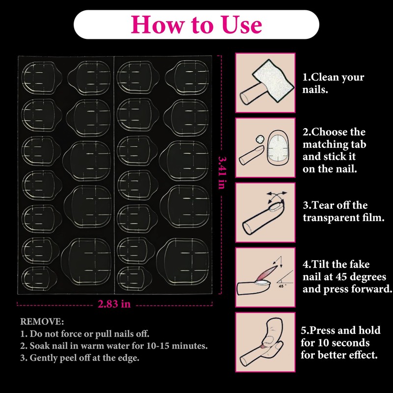 Fomkrio 1200Pcs Nail Adhesive Tabs for Press On, Extra Large