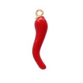 LPYO Cute Italian Horn Earrings for Women Fashion Red Enamel Chili Pepper Shaped Horn Hoop Earrings Talisman Lucky Jewelry Gifts, Small, Zinc, No Gemstone