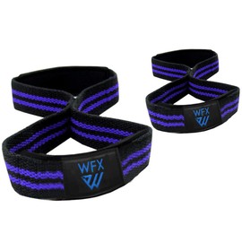 Weight Lifting Straps Padded Figure 8 Wrist Support Gym Wraps Men Women Fitness Bodybuilding Double Loop Workout Heavy Training Powerlifting Dumbbell Squats Pull Up Grip (Black/Blue)