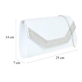 Girly Handbags Womens Diamante Frame Clutch Bag (White)