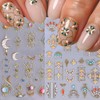 2 Sheets Sun Moon Nail Art Stickers Decals 5D Embossed