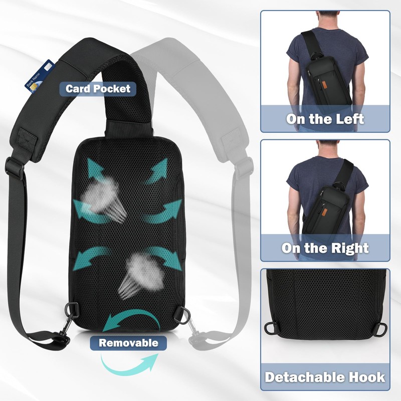 Large Sling Bag for Men Lightweight Waterproof Crossbody Bag Travel
