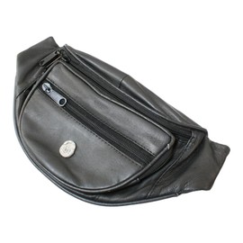 Scottish Sporran Black Leather Fanny Pack Adjustable Travel Bumbag Gift 721