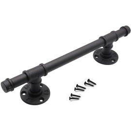 LONTAN Barn Door Handle Wrought Iron Sliding Door Handle Black 360 mm Total Length Barn Door Handle Cabinet Handles Vintage Cellar Door Handles Door Handle Black