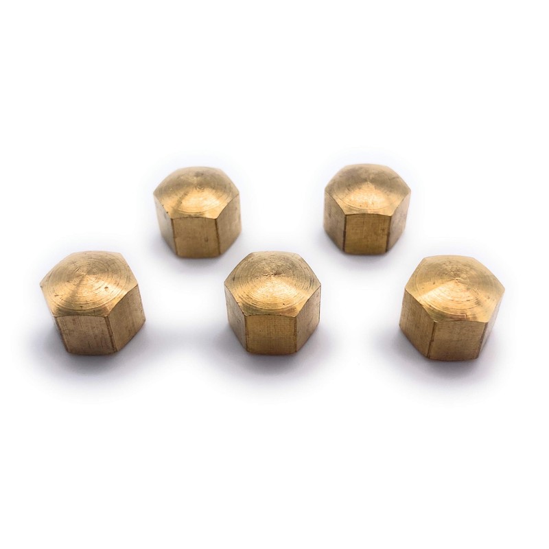 Pack of 5 Hexagonal Cap Nuts Brass M6 DIN 917