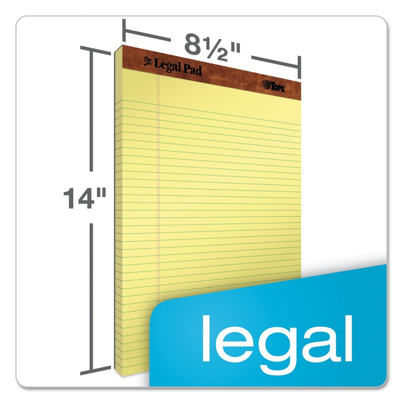 TOPS The Legal Pad Writing Pads, 8-1/2" x 14", Canary