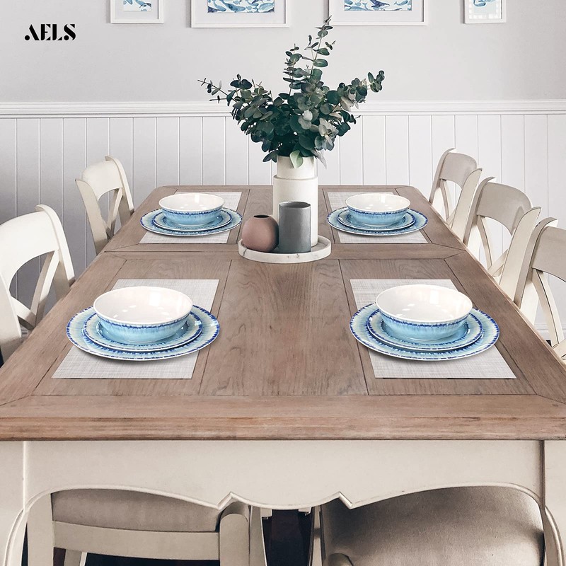 AELS Melamine Dinnerware Set of 12 Pcs Dinner Dishes Set
