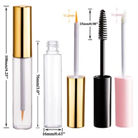 YITOU 3PCS 10ml Empty Mascara Tube and Wand, Refillable Lip Gloss Tubes with Brush, Eyeliner Tube with Rubber Inserts, Cosmetic Container kit for DIY Castor Oil Lip Gloss
