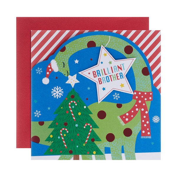 Hallmark Christmas Card for Brother - Contemporary Die Cut Design with Pop Up Tail, 25547495, Multicoloured