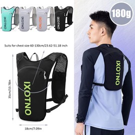 HINATAA Running Hydration Vest Backpack, 5L Lightweight Running Vest Backpack, Adjustable Chest Straps Running Hydration Vest, with Water Bladder Bag or Soft Flask (Black With 1.5L Water Bladder Bag)