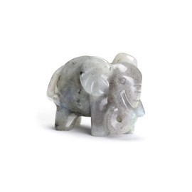 CrystalTears Labradorite Crystal Elephant Figuine Carved Healing Crystals Gemstone Elephant Statue Ornament for Home Desk Decor Good Luck Elephant Gifts for Women Men Christmas 1.6”
