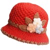 French Thicken Women's Flowers Knitted-Woolen-Hat Fashion Beanie-Hat Lady Crochet-Bucekt-Hat for
