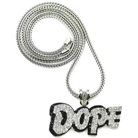 GWOOD DOPE Pendant with 36 Inch Silver Color Franco Necklace