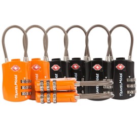 8 Pack TSA Approved Travel Combination Cable Luggage Locks for Suitcases - 4 Black & 4 Orange