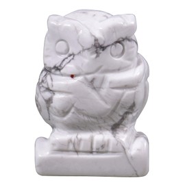 Lovionus89 Natural White Howlite Turquoise Owl Bird Statue, Hand Carved Healing Crystal Animal Figurines Home Decoration 1.5 inches