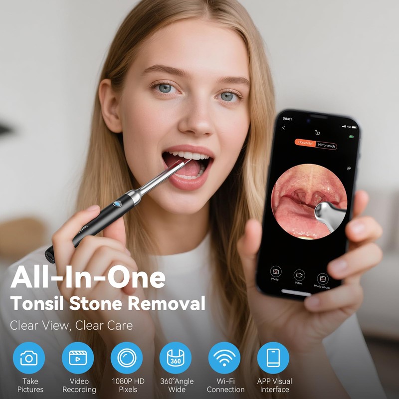 Upgraded Tonsil Stone Remover with Camera, Visual Tonsil Stone Removal