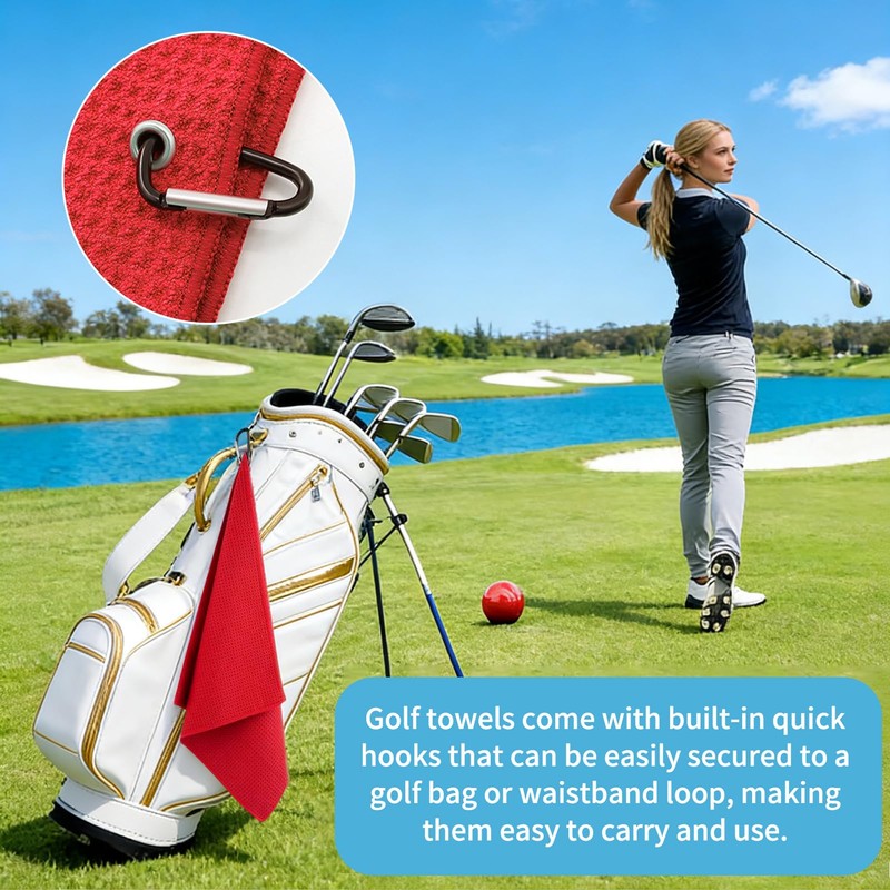 Haluway 4 Pack Golf Towels, 11.8"x11.8" Microfiber Waffle Pattern Towels