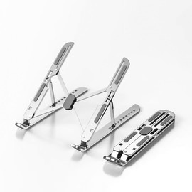OMurga Aluminum Laptop Notebook Tablet Stand, Adjustable Foldable Portable Stand, Stable Load Bearing Stand, Suitable for MacBook HP Surface and Similar Devices (Silver)