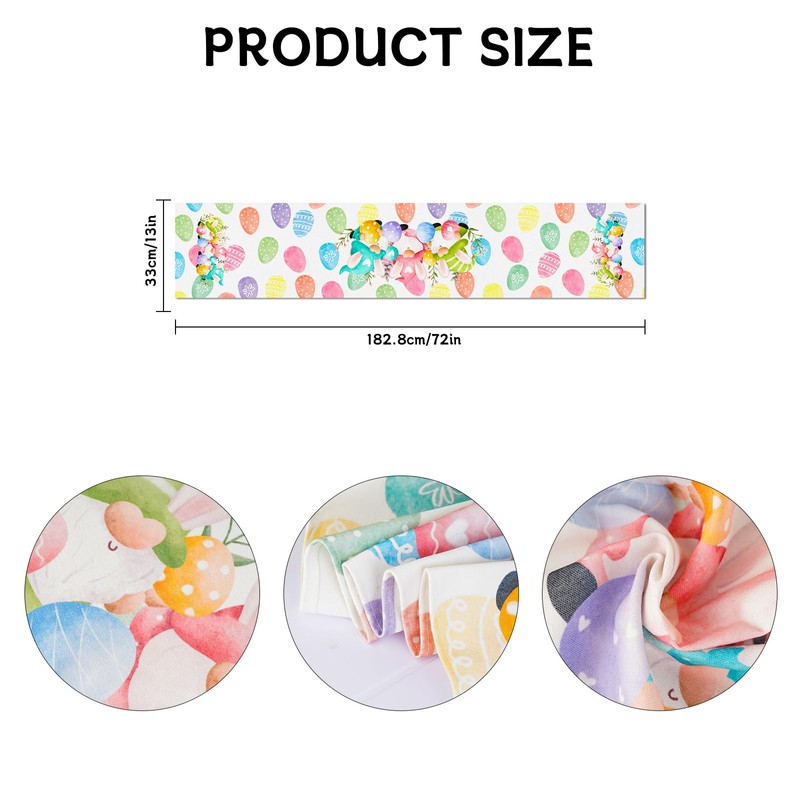 ANOTION Easter Table Runner, Table Runner 72 Inches Long, Easter