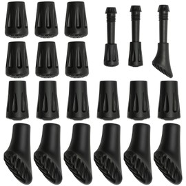 Pack of 18 Nordic Walking Poles, Rubber Buffers, Non-Slip for All Common Nordic Walking Hiking Poles, Rubber Buffer for Hiking Poles, Asphalt Gravel Mountains, Hiking, Rubber Stopper Attachments, 3