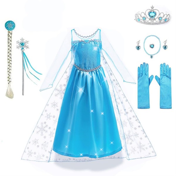 Yigoo Yigoo ELSA Eiskönigin Prinzessin Kostüm Kleid Mädchen Kinder mit