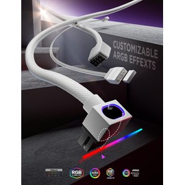 AsiaHorse Hydrus-8PIN GPU PSU Extension Cable ARGB Light, Copper Wire Power Extension Cable Integrated Minimalist Design, 2000W Power (Whole Set), PC Power Cord for GPU Cable Management & DIY