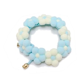 NABESHI Cat Collar, Cat Collar, Cat, Small Dog, Harness, Pet, Cat Collar, Cute, Floral Pattern (Light Blue, L)