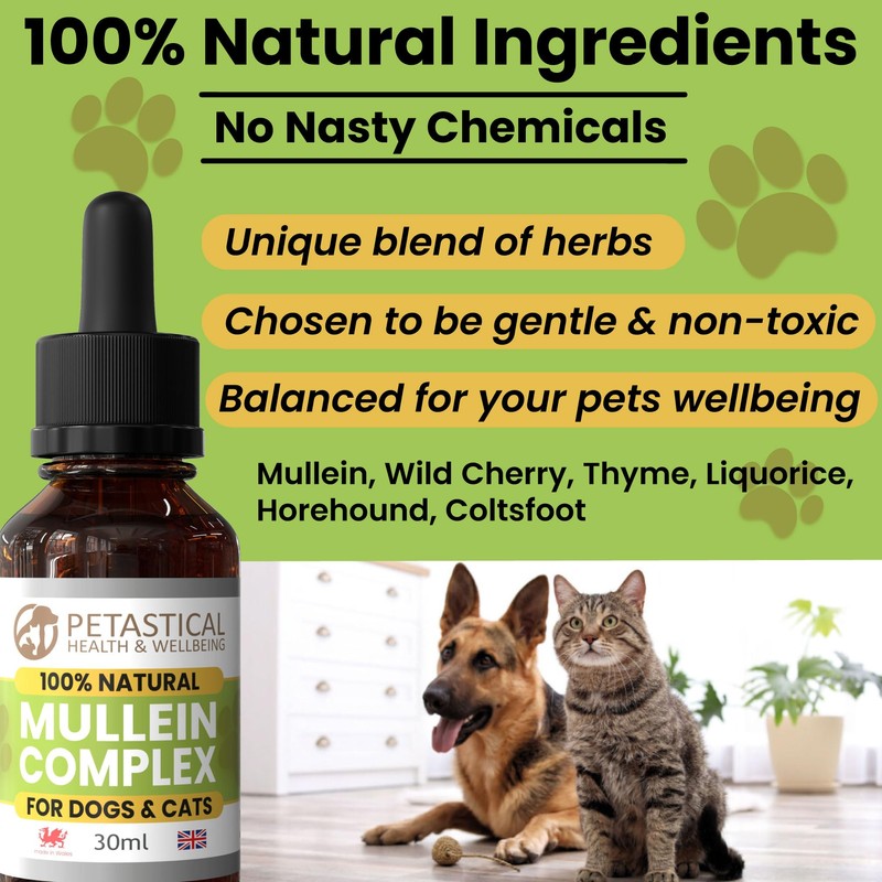 Petastical Mullein Complex for Dogs Cats Pets, 100% Natural Respiratory