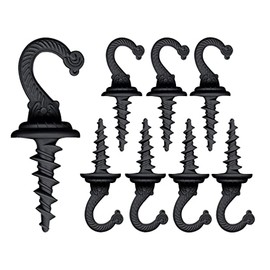 diplambr Swag Driller Hooks Heavy Duty Swag Hook Ceiling Hook Wall Hook Indoor Outdoor for Hanging Plants Chandelier etc. (8, Black)