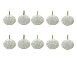 KUNAL Grey and White Ceramic Knobs for Cabinet Dresser Drawer Furniture Desks Handle Door Cupboard Wardrobe Pull Hand Painted Ceramic Knobs Cabinet Set of 12