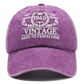 80th Birthday Gifts for Women, Happy 80th Birthday Decorations Women Men, 80 Year Old Man Gift Ideas, Vintage 1945 Birthday Baseball Caps, Adjustable Washed Cotton Hats for Wife Mom Grandma Friend
