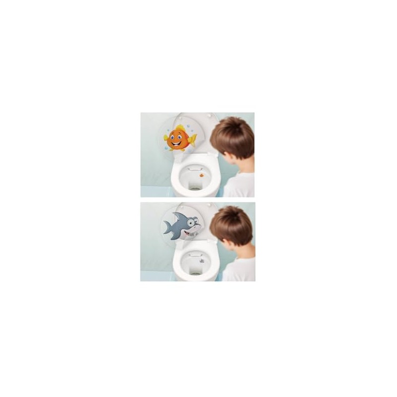 Toilet Stickers Set of 6 Orange Shark Fish Urinal Stickers