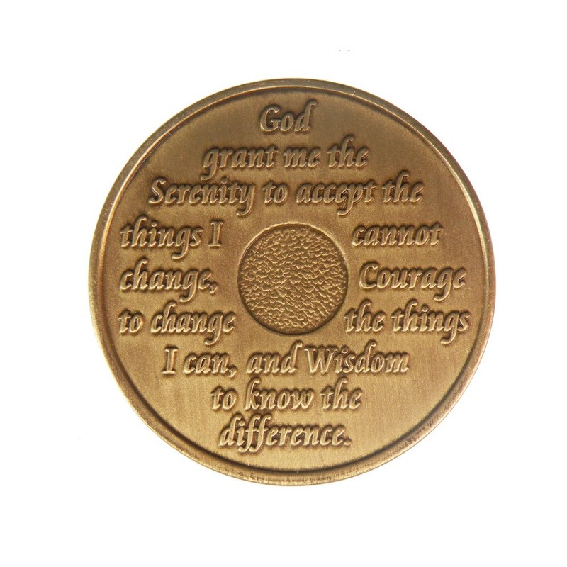 12 Year AA Medallion Traditional Bronze Raised Center Sobriety Chip