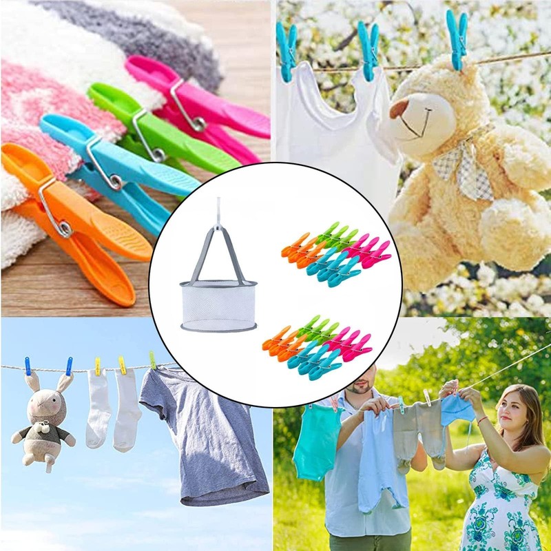 Pegs for Washing Line, Clothes Pegs and a storage mesh