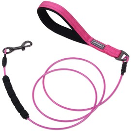 VIVAGLORY Chew Proof Dog Leash, Soft Foam Reflective Padded Handle Dog Chain Leashes, Waterproof Non Chewable Dogs Metal Leash, Stainless Steel Wire Rope Lead for Small Medium Large Dogs, 6FT, Pink