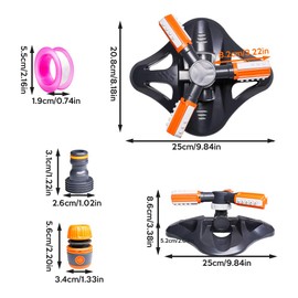 ValueHall Lawn Sprinkler Oscillating Sprinkler Adjustable 360 Degree Three Arm Rotating Yard Sprinkler Automatic Irrigation System for Garden Lawn Agriculture Road and Grass V7C03